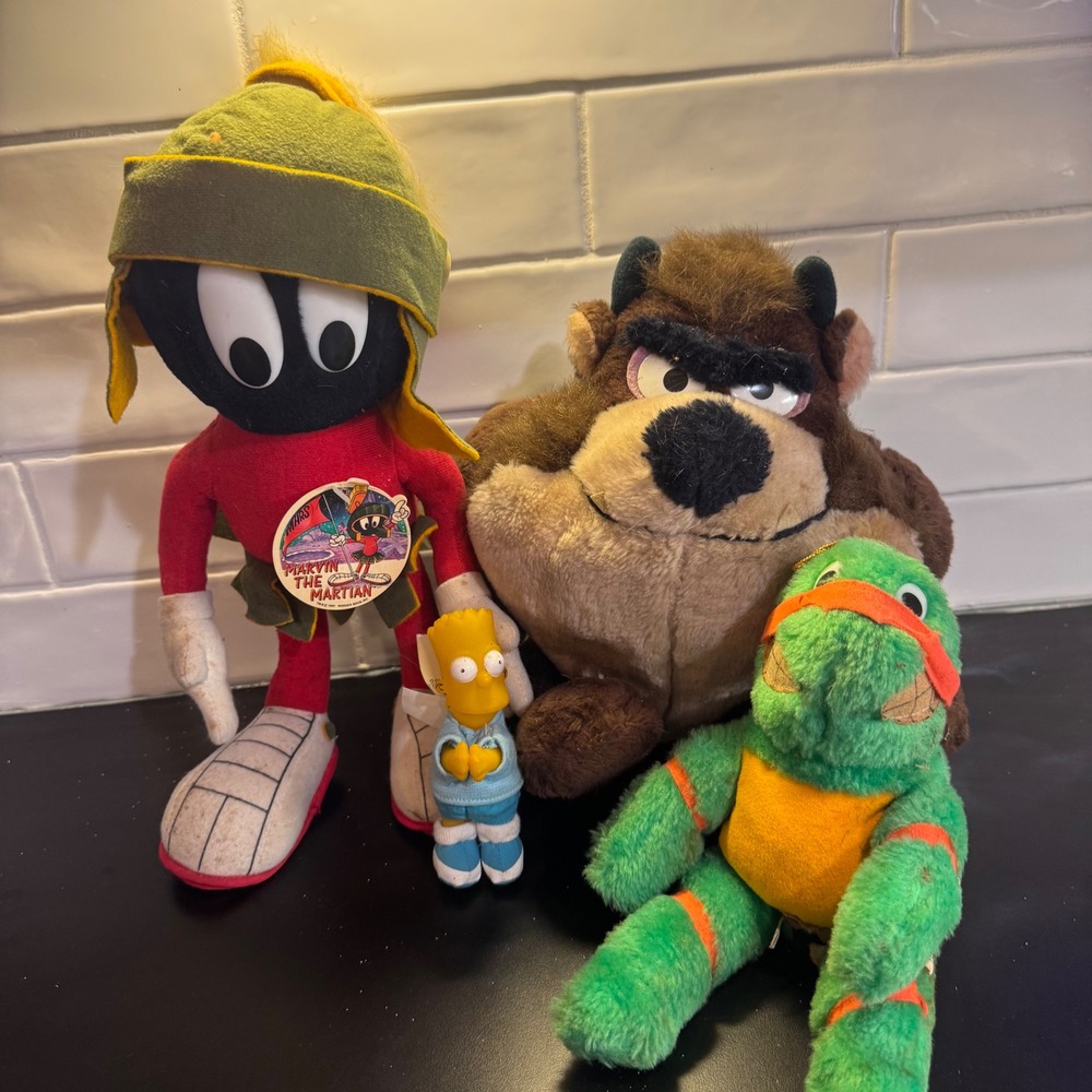 Warner Bros Simpsons TMNT Plush Bundle Kids Multi Vintage 90s Cartoon Toys
